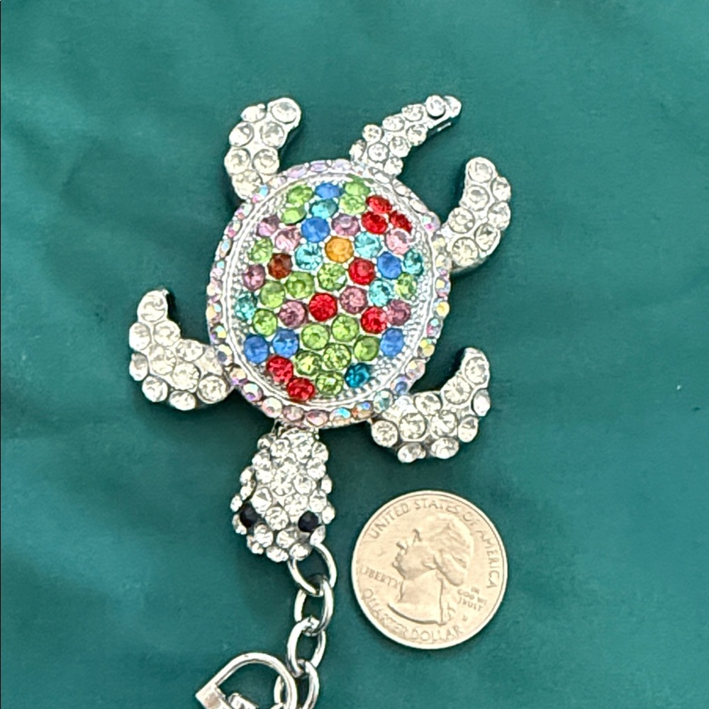 Colorful Turtle Keychain with Rhinestones - Picture 6 of 16